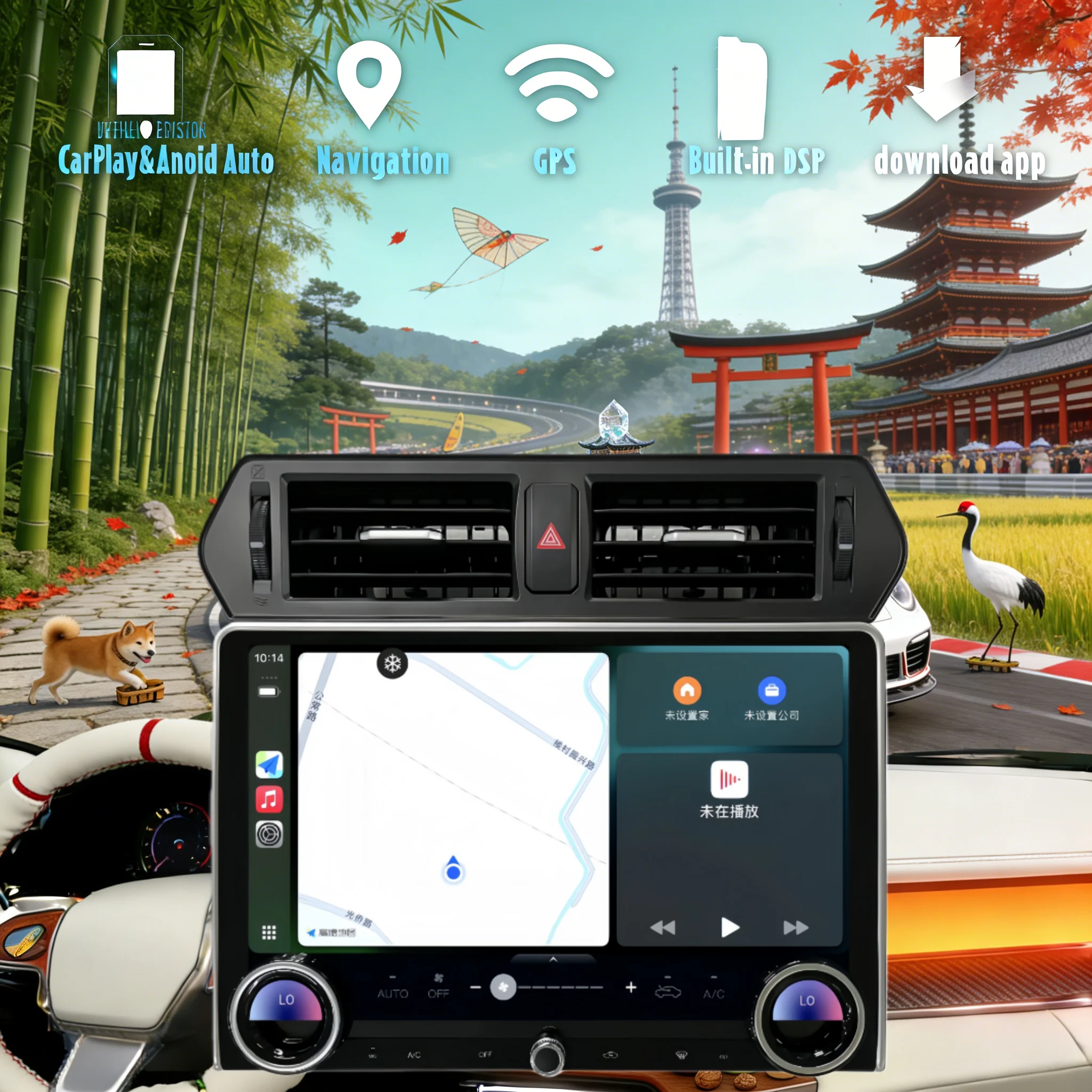 

G 13.3" CarPlay Auto Android 14 Car Radio For Toyota Land Cruiser Prado 2010-2023 Screen Multimedia Stereo Player GPS Head Unit