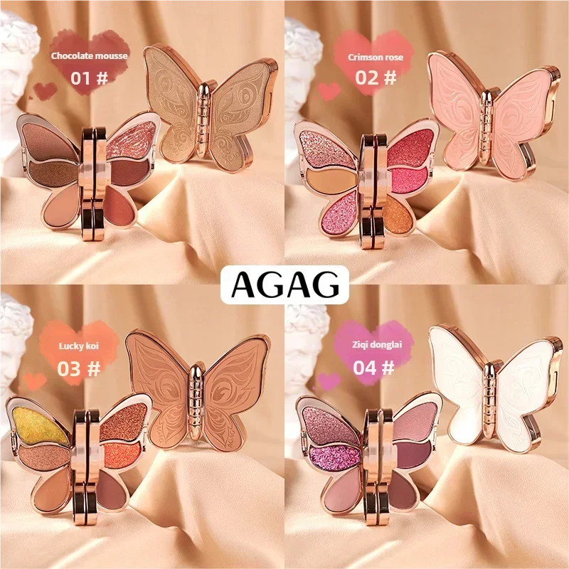 AGAG Butterfly co-04 6-Color Eyeshadow Palette Waterproof Non-Smudging Long-Lasting Powder Makeup for Eyes view 3