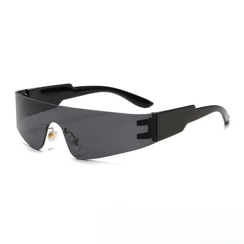 Future Oriented Y2K New Fashionable One-piece Sunglasses, Surround Style Sports Punk Sunglasses