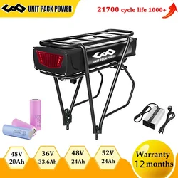 21700 18650 Rear Rack Ebike Battery 52V 27AH 72V 48V 20Ah  Electric Bycicle Batteria Pack for 2000W 1500W 1000W 750W 500W 350W