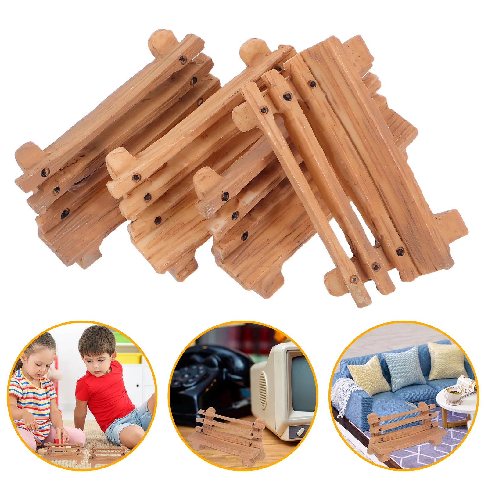 4Pcs Miniature Park Bench and Beach Chair Set Highly Detailed Resin Landscape Sculpture for Accessories Mini Garden