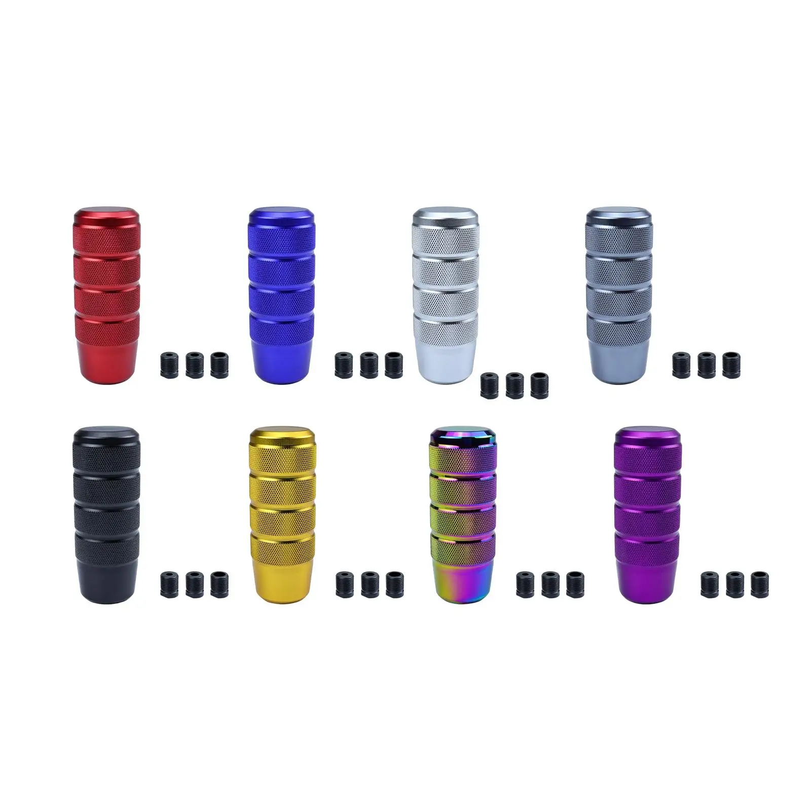 95mm Metal Car Shifter Knob Lever Universal Car Styling Fit Replacement with 3 Threaded Adapters M8 M10