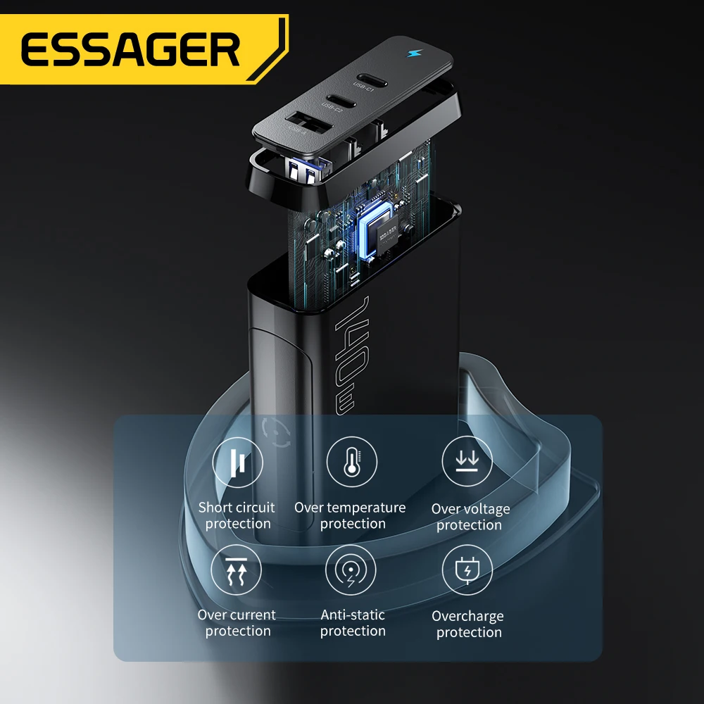 140W Gallium Nitride Table Charge 2C1A Multi Port Charger Fast Charge Supports 360° Rotation Suitable For Computers Tablet phone