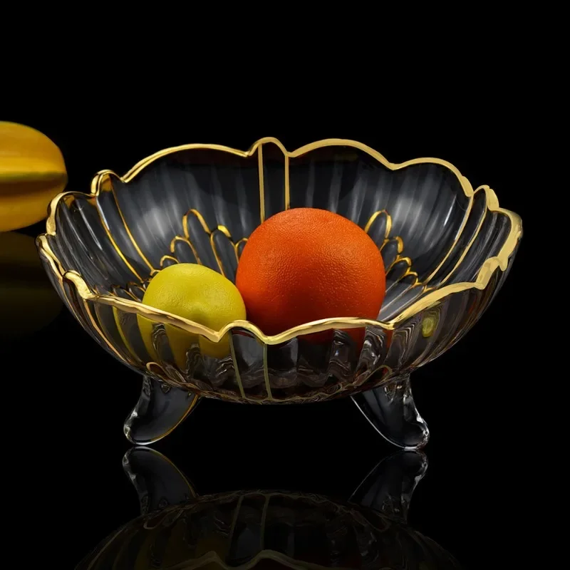 Light luxury European living room household large high-grade octagonal transparent fruit plate glass fruit plate fruit plate