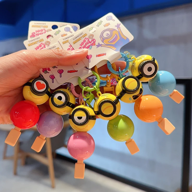 Porte-clés Minions série miel doux, périphérie de dessin animé, pendentif 3d mignon, accessoires cadeau ﻿