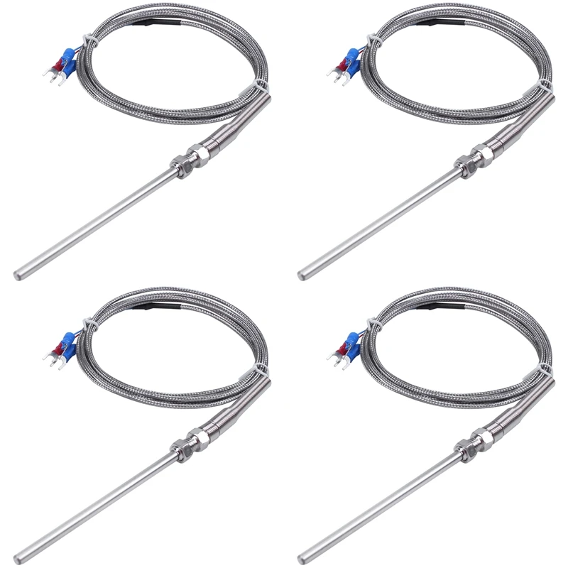 

HOT SALE 4X Steel Temperature Probe Pt100 RTD Sensor Cable 2M 98 Mm 3 Wires -50 - 400 Celsius