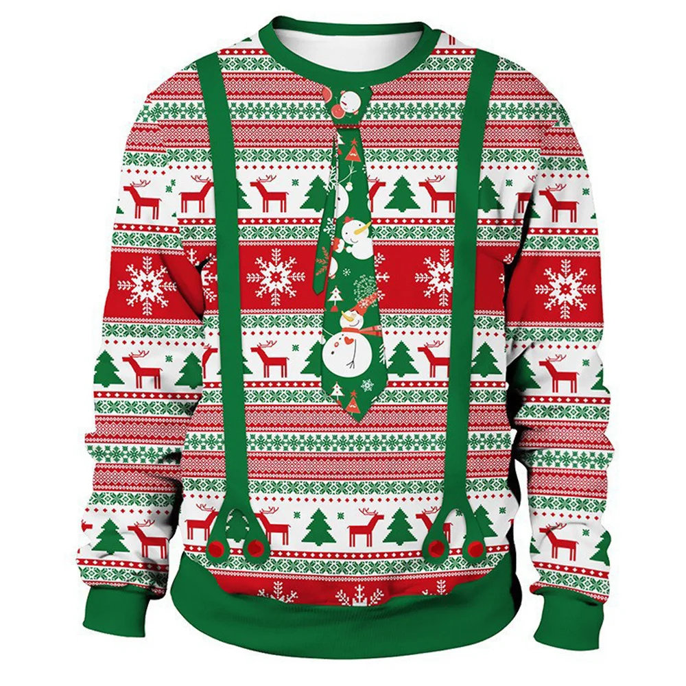 إِلْكَة عيد الميلاد نمط الرجال هوديس عادية س الرقبة فضفاض بلوزات الخريف الشتاء الشارع الهيب هوب البلوز موضة عيد الميلاد الملابس