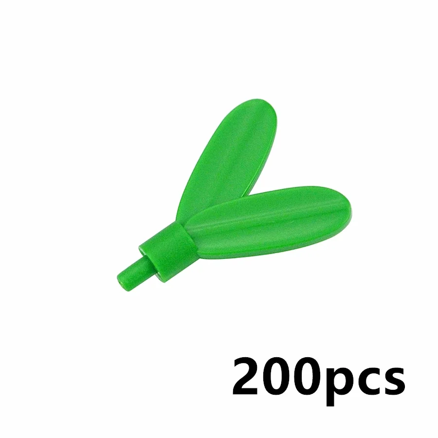 MOC 200 Stück Bausteine Pflanze Blumenstiel Baum Blatt Bodenstift mit 2 Blättern Gras Garten Teile Baustein Kompatibel Montage Spielzeug – Detail 10
