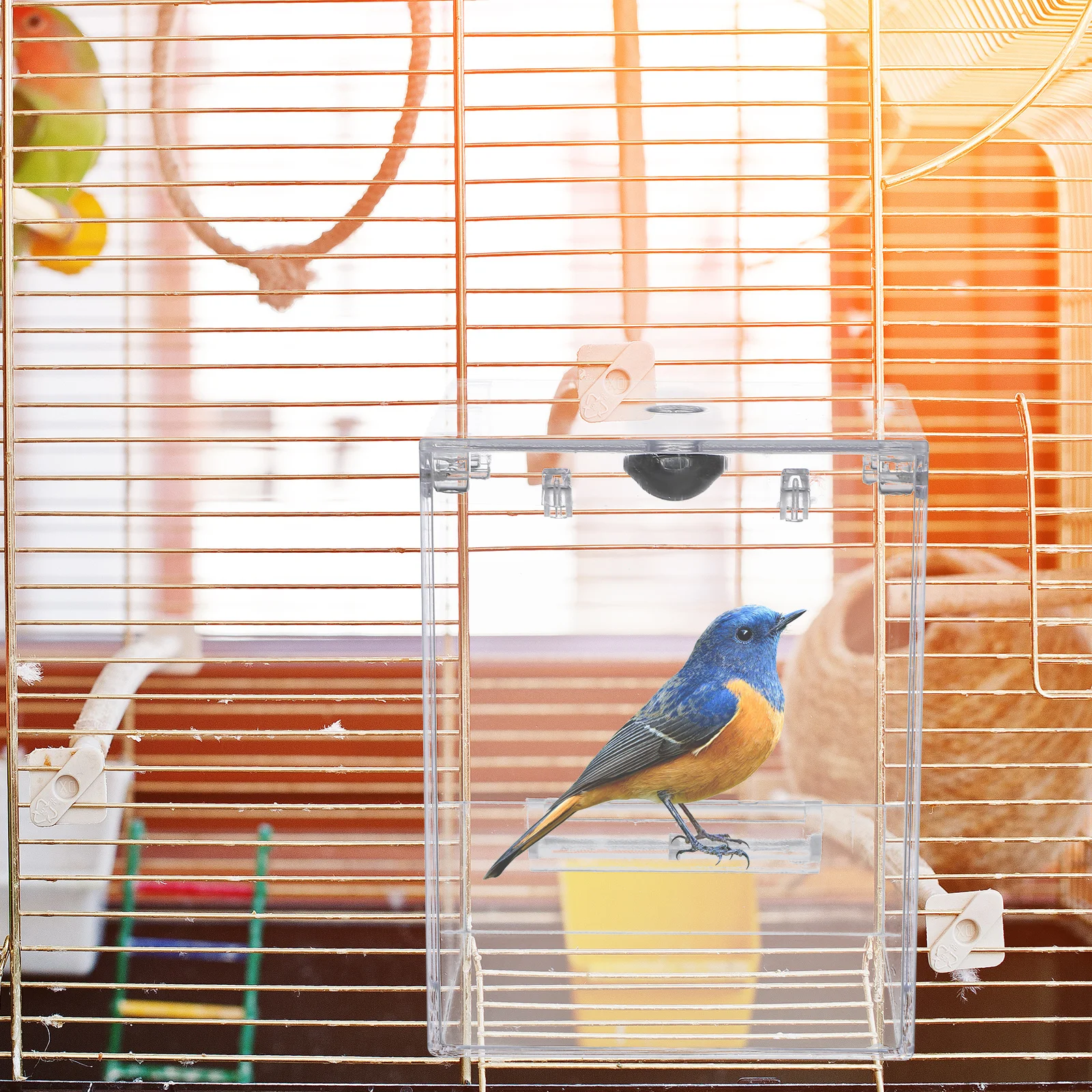 

Acrylic Hanging Bird Bath Box Birdcage Bath Multifunctional Shower for Parakeet Cockatiel Small Birds Indoor Bird Cage