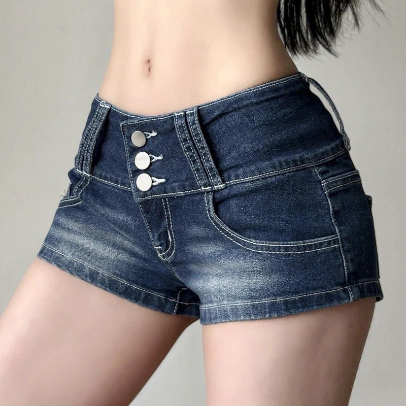 

Women's Street Vintage Low Rise Ultra Short Jeans Ins Skinny Skinny Hip Lifting Shorts Nightclub Hottie Sexy Pure Lust Hot Pants