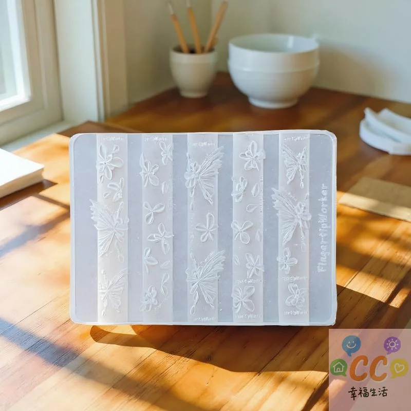 قالب أكريليك ثلاثي الأبعاد على شكل قلادة فرنسية باروكية، فن أظافر على شكل زهرة فراشة DIY، قالب مانيكير شفاف بتصميم قلب