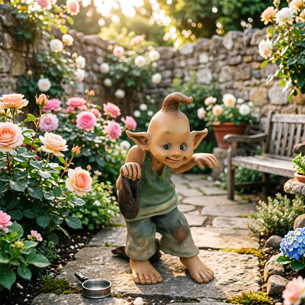 Enchanted Forest Elf Gnome Statue Miniature Fairy Garden Decor Resin Figurine Whimsical Yard Ornaments Fantasy Home Decoration
