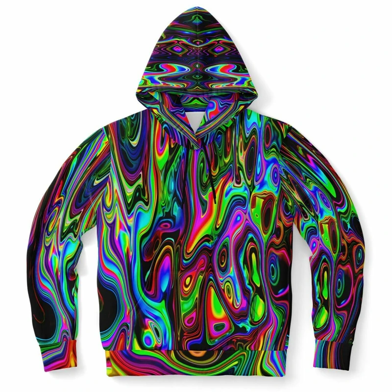 Harajuku Hoodies Men\'s Colorful Stripe Pattern 3d Print Street Tops Autumn Daily Casual Long Sleeve Oversized Hooded Sweatshirts
