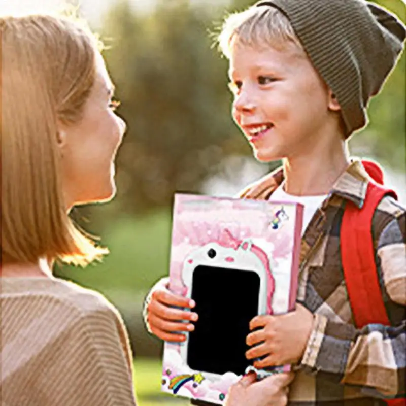 Tablero de dibujo LCD, tableta de escritura, protección de la vista, diseño de caballo de un solo cuerno, cuaderno de bocetos de grafiti para niños, juguete inteligente para