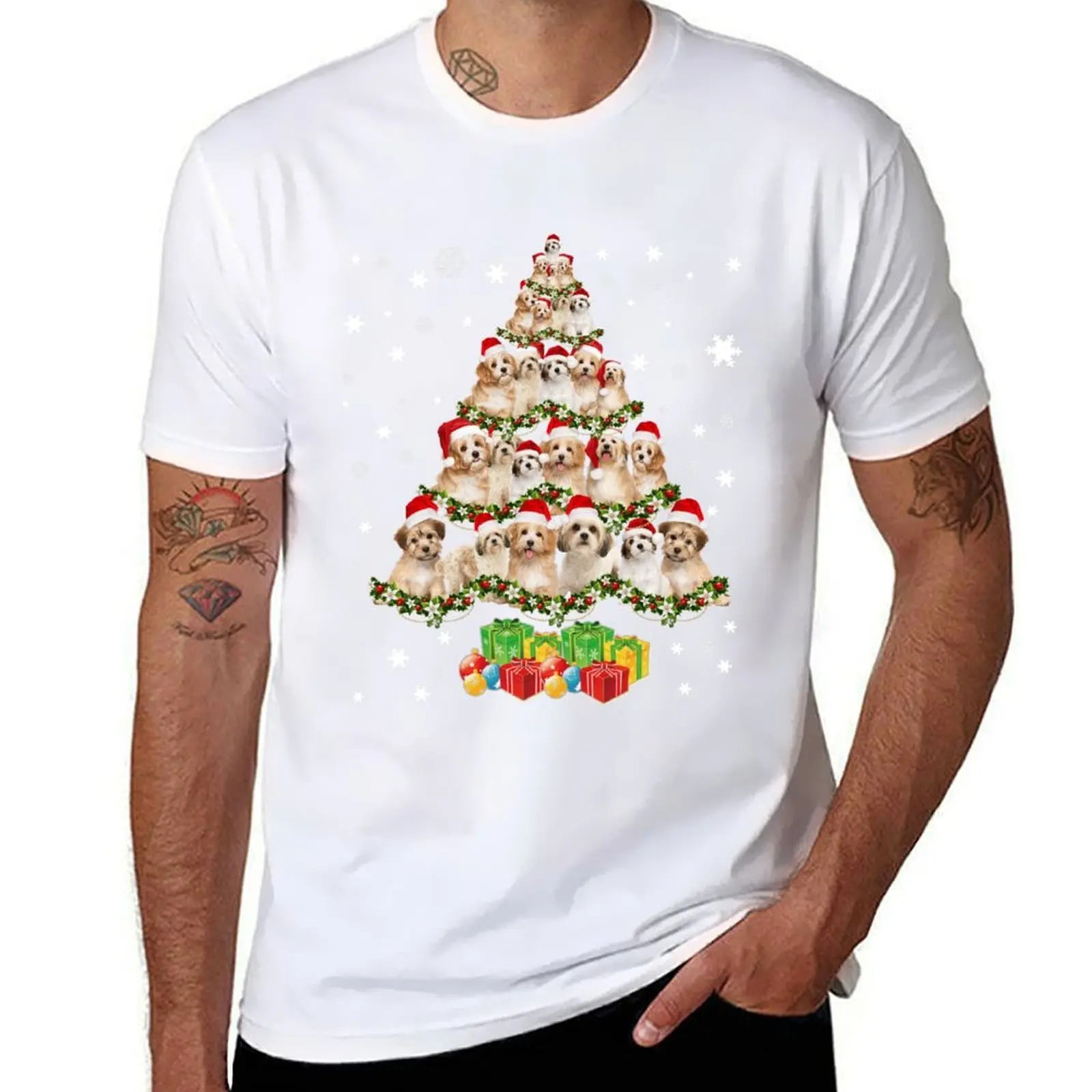 

Cute cavachon dog christmas tree gift decor T-Shirt t shirts for man graphic vintage t shirt for man 100 percent cotton T-Shirt