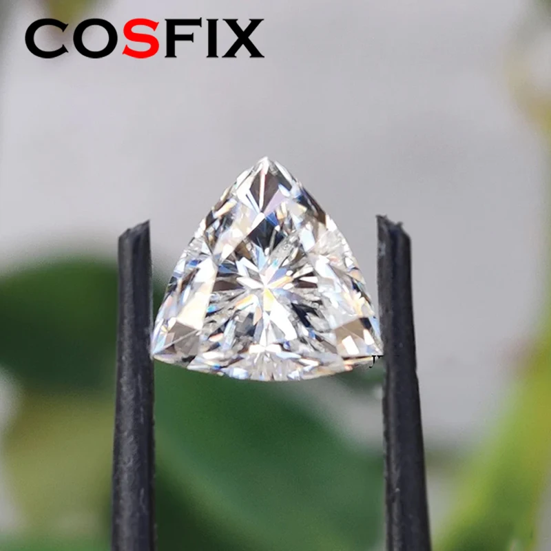 COSFIX 3-14mm Rare Fat Triangle Trillion Cut Moissanite Loose Stones Real D Color Triangle Shape Certified Moissanite Diamonds