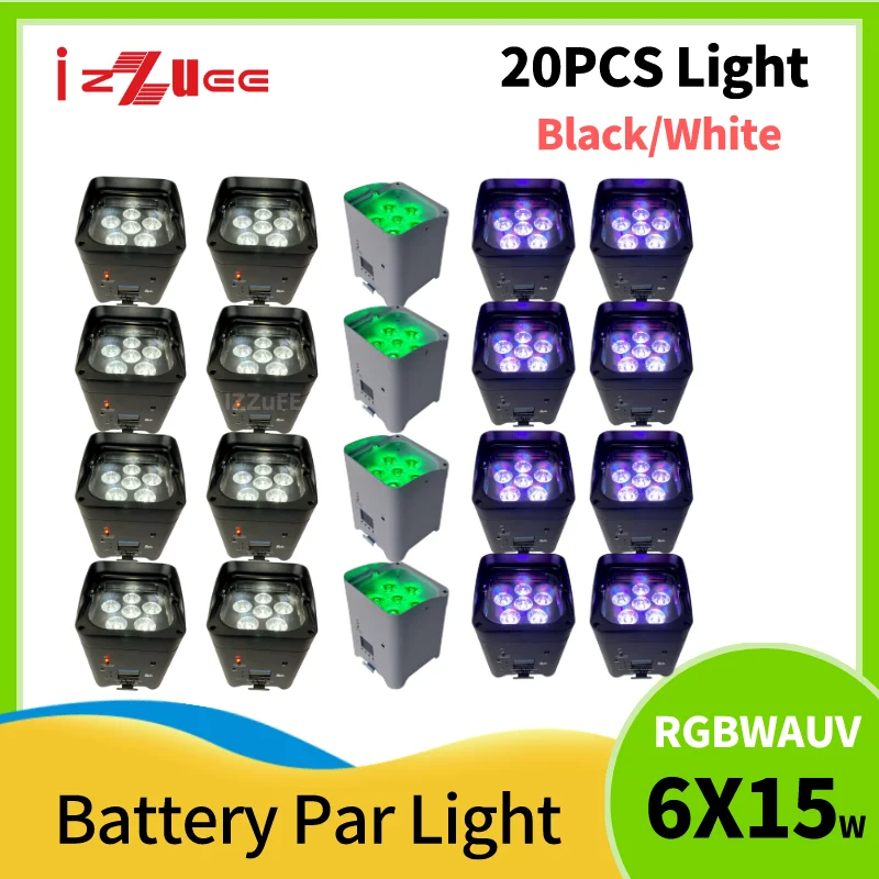 1-20pcs With Case Battery Par Can LED Uplight 6x18w RGBWAUV Led Wireless Par Bag DMX Wifi Remote Control Dj Par Sound Lights