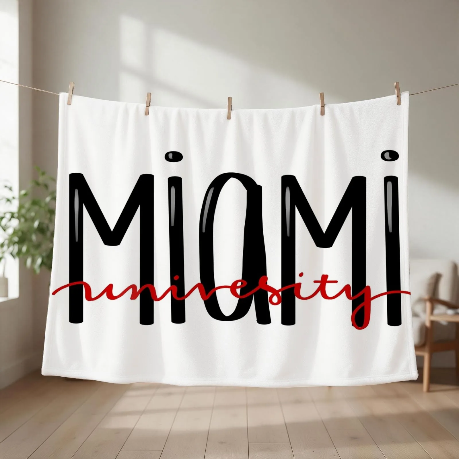Miami Caligraphy Throw Blanket couch cozy soft plush fuzzy picnic outdoor blanket