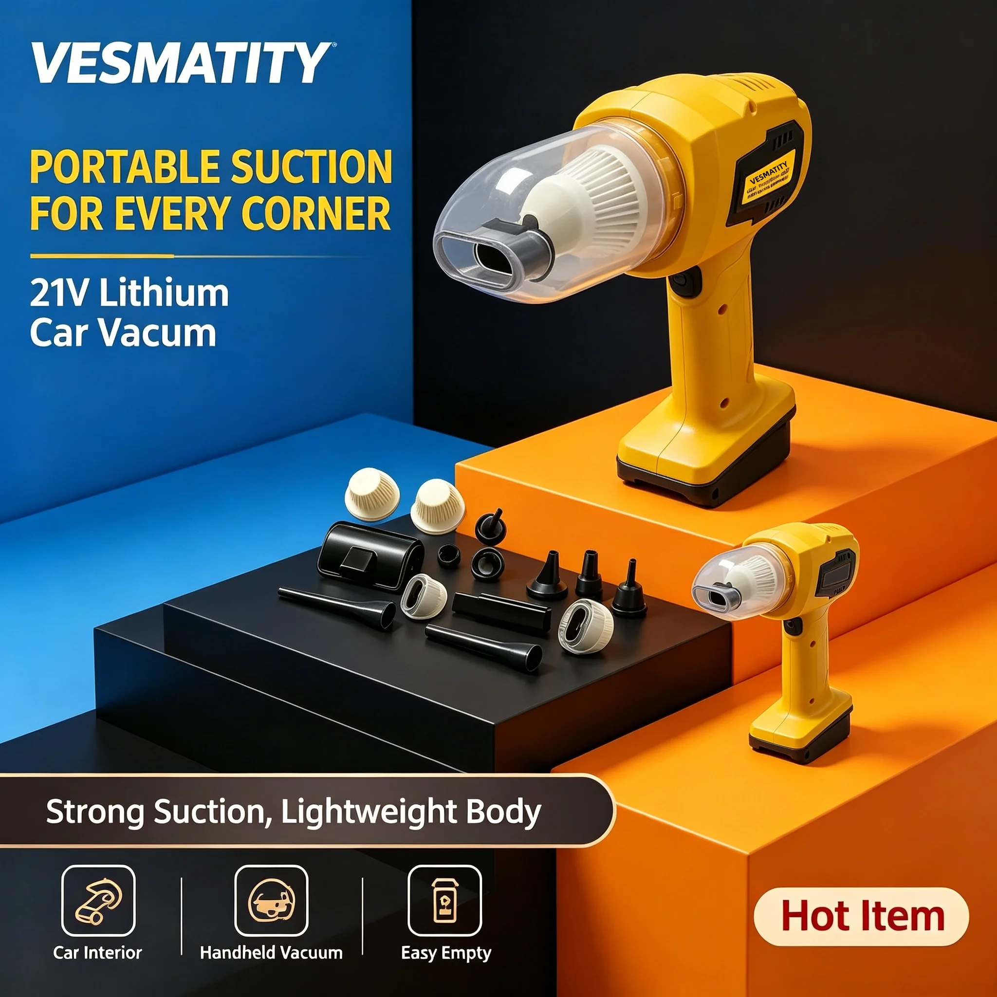 Vacuum Cleaner Wireless Handheld Home Cleaning Blower With 7 Nozzles for 21V 18V Battery High Power Strong Suction Mini Electric