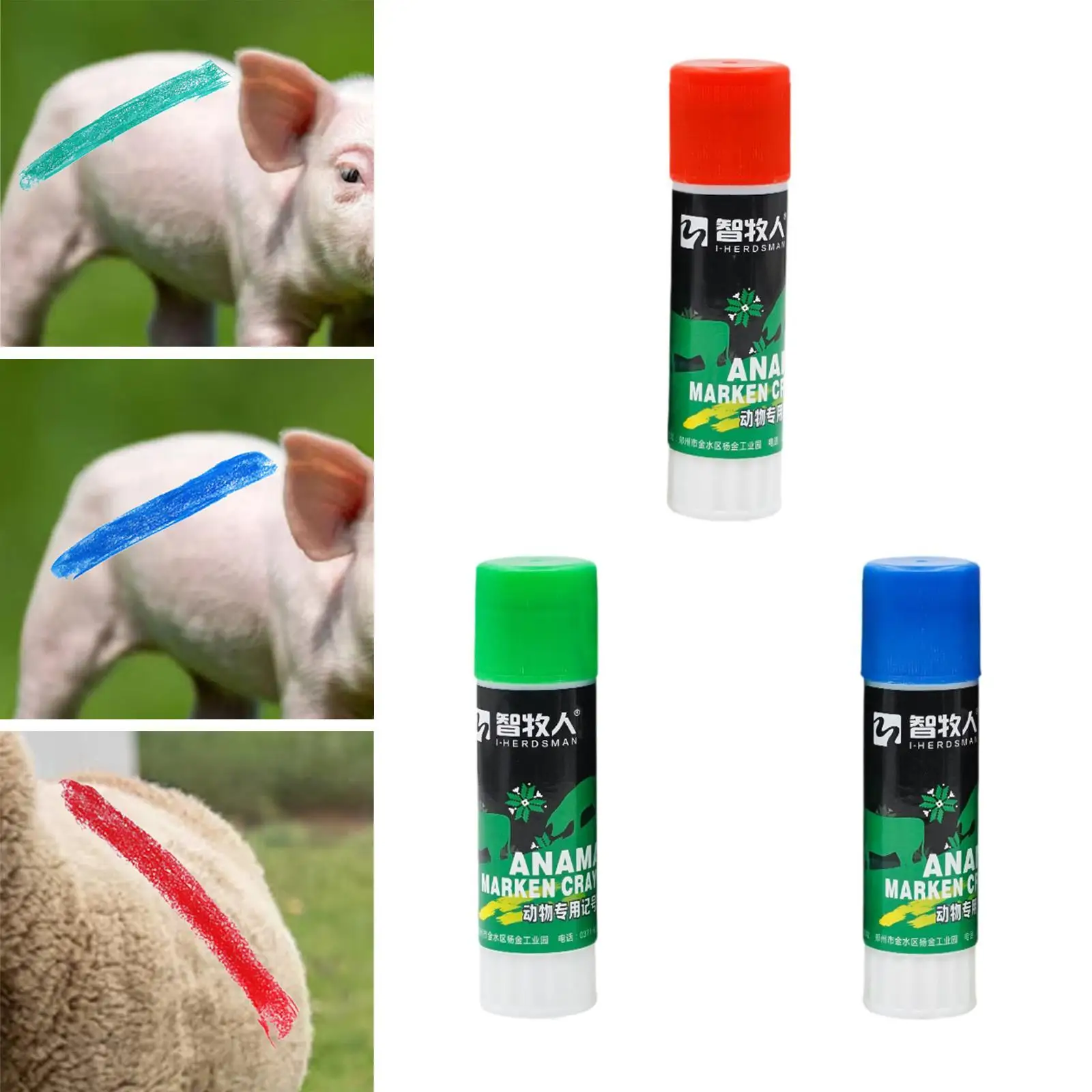Livestock Marker Crayon Marking Dry Wet Animal Inoculation Drawing Supplies with Lid High Visibility Color for Farmer Cow Goats
