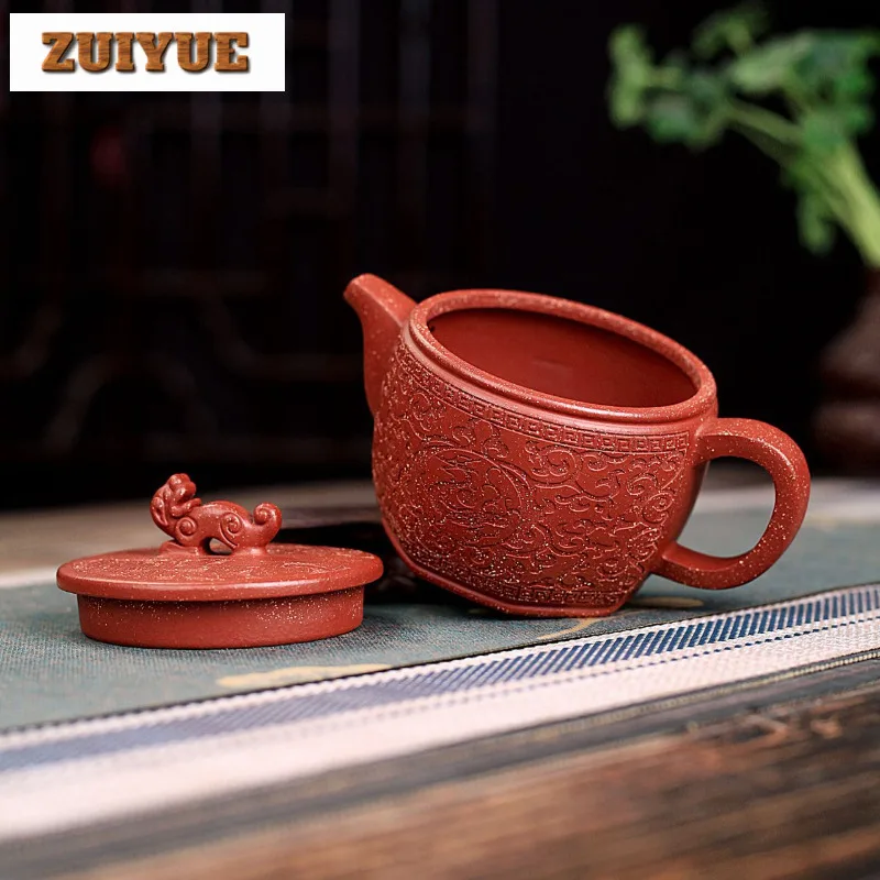 290 مللي أباريق الشاي التقليدية Yixing الأرجواني الطين اليدوية المثمن وعاء عيار كبير الخام الخام الإنحدار الطين غلاية Zisha طقم شاي الشاي #5