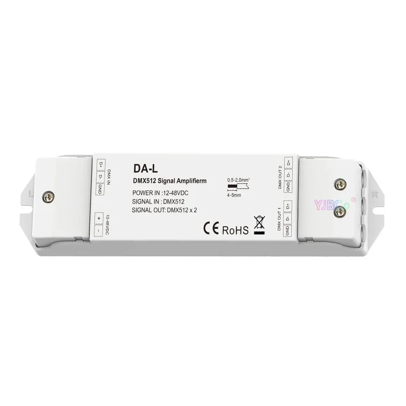 DA-L/DA 12V 24V 36V DC pasek dioda LED RGBW 2 kanałowy DMX512 wzmacniacz wzmacniacz sygnału RGBW 2CH Din Rail DMX wzmacniacz sygnału