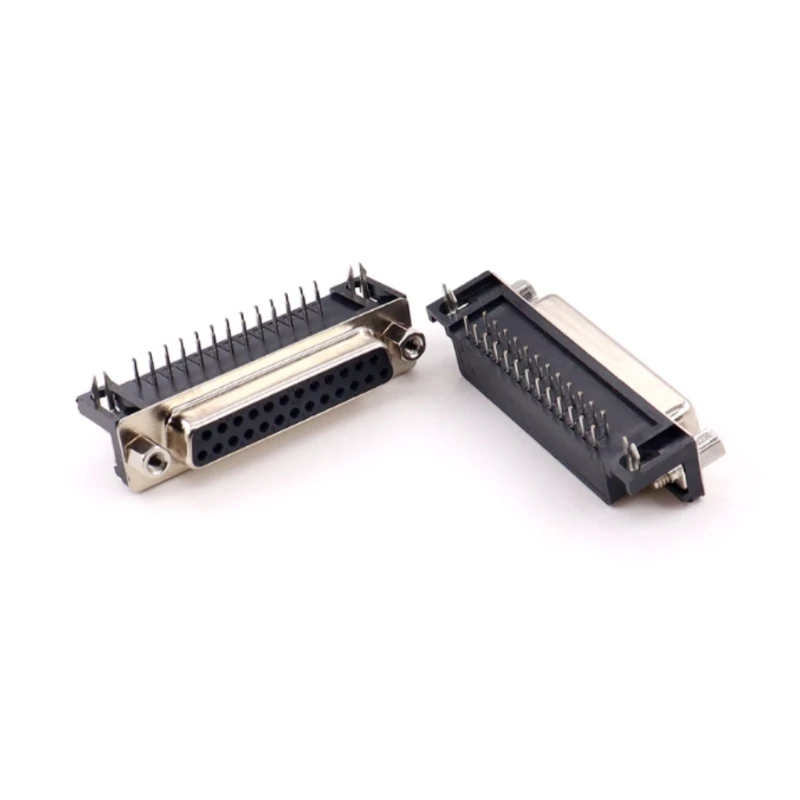 2 قطعة DB25 أنثى ذكر PCB جبل D-Sub 25 دبوس PCB موصل RS232 موصل 90 درجة عازمة إبرة DR25 جديد حار