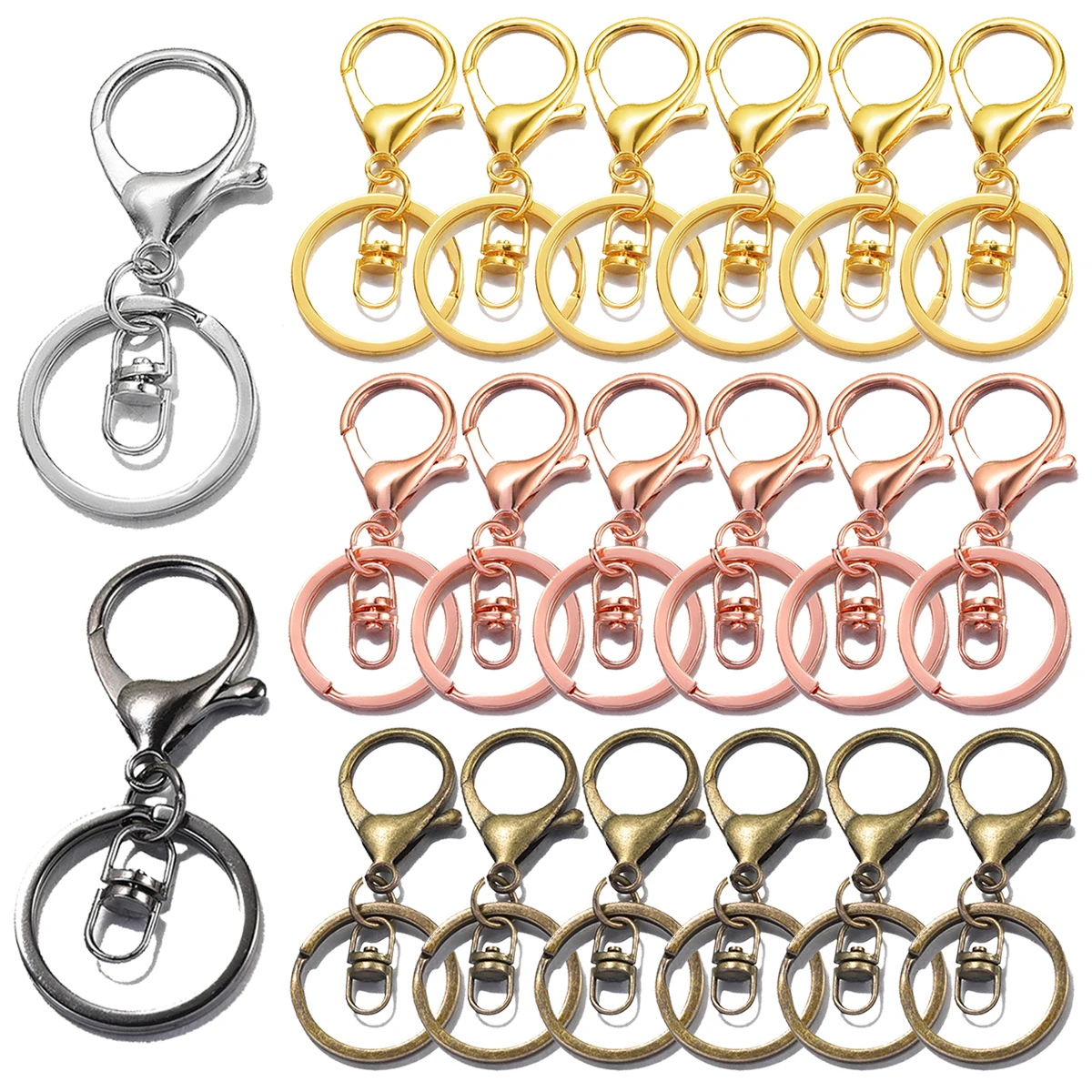 8/18/30 Lobster Claw Hooks Featuring Flat Key Rings and Double Headed Rotating Hooks Suitable For Bag Accessories DIY Craft Gift