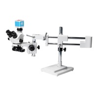 4K Camera 3.5X- 100X 7-50X Simul-Focal Double Boom Stand Trinocular Stereo Zoom Microscope For Mobile Repair Microscopie Set