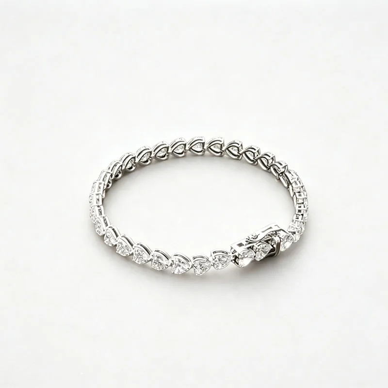 0,5 Karat pro Herzschliff-Labordiamant DEF VS-VVS Tennisarmband aus massivem Platin 950 – Luxuriöses Hochzeits-Feinschmuckgeschenk für Damen – Detail 6