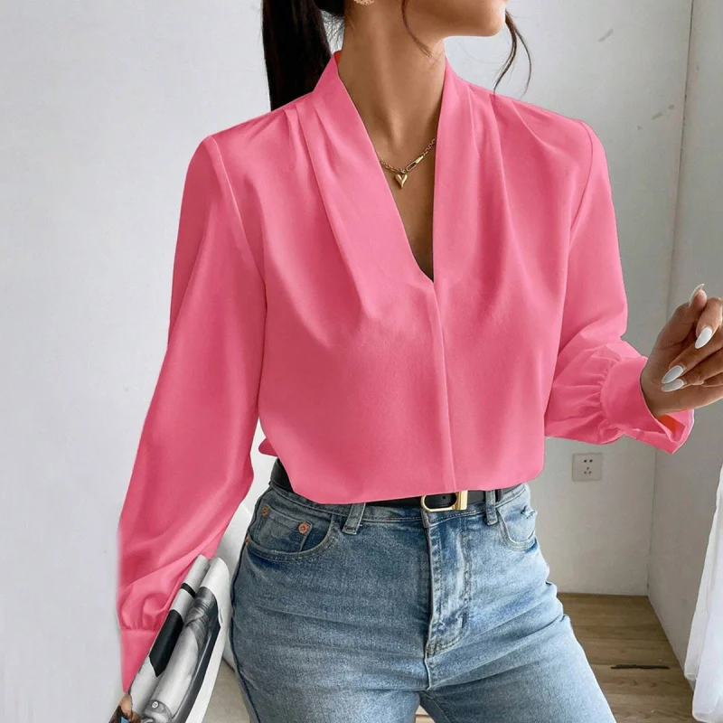 

Европейский и американский новый стиль, весенняя женская атласная рубашка, свободная блузка, белые топы на пуговицах