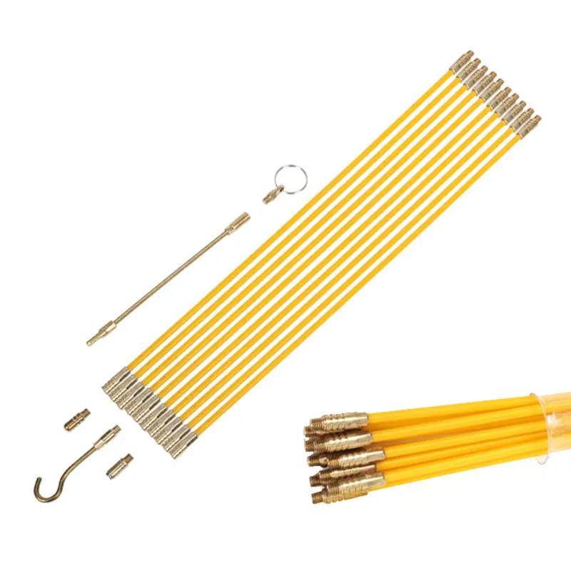 10Pcs Fiberglass Wire Cable Push Puller Running Rods Kit