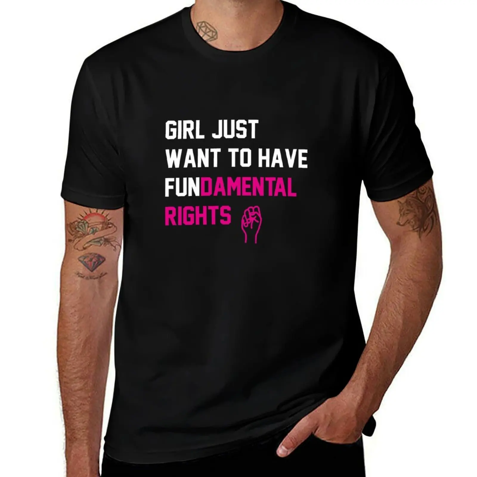 Cyndi Lauper's Official Girls Just Want to Have Fundamental Rights T-Shirt Plus Size Outdoor Casual Top T-Shirt