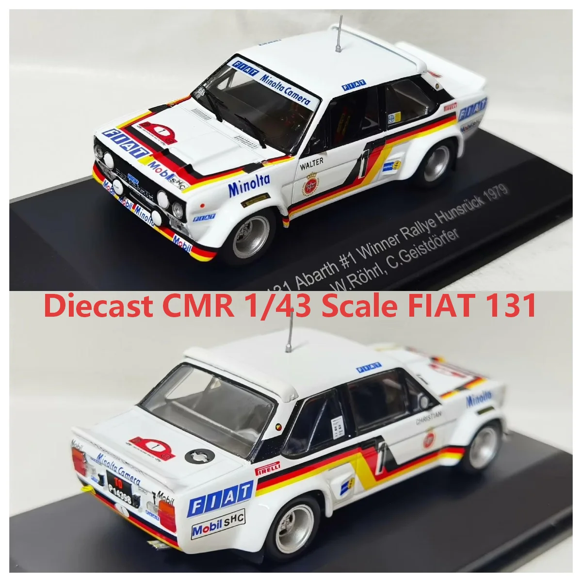ボックス-オールド-ダイキャスト-cmr-1-43-スケール-フィアット-131-アバルト--1979年ラリーカー25合金車モデル1台