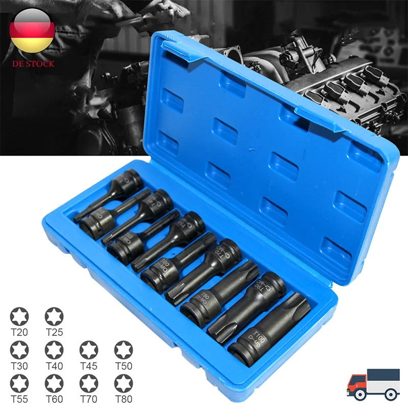 10pcs Torx Bit Socket Set/Hex Socket Set Screwdriver Set Impact Socket Wrnech Head Car Repair Tool Wrench Head Nut Removing Tool