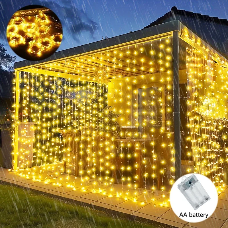 

Wedding Outdoor Decor Fairy LED Curtain String Light Eid Mubarak for Home Battery Power