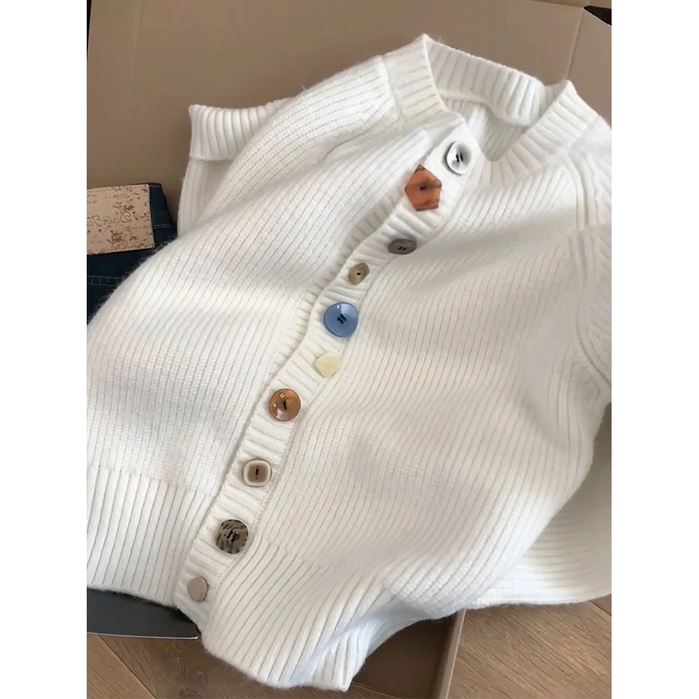 المرأة أزياء سترة مختلفة واحدة الصدر طويلة الأكمام الدافئة لينة الحياكة سترة الخريف الشتاء عارضة قمم محبوك معطف #4