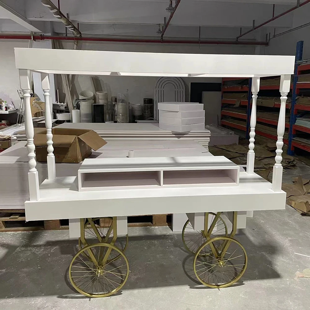 Event Decoration Wedding Luxury Metal White Candy Carts With Wheels