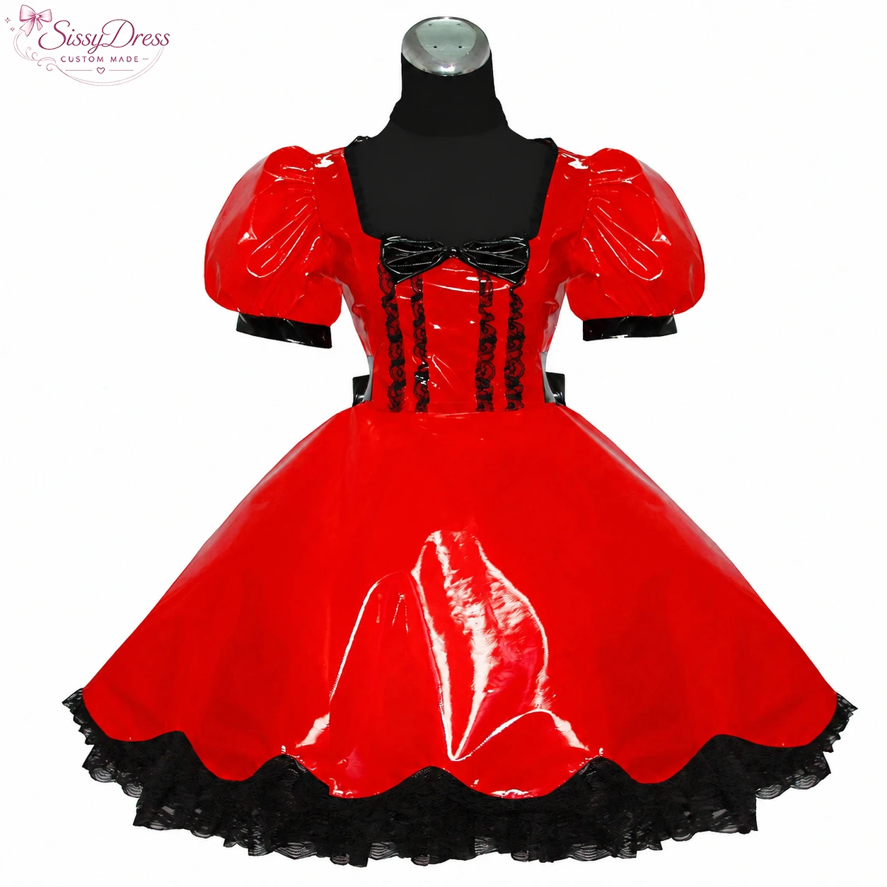 

Red Heavy PVC Gothic Lolita Punk Maid Dress Cosplay Costume Custom Made Short Dress [G382]