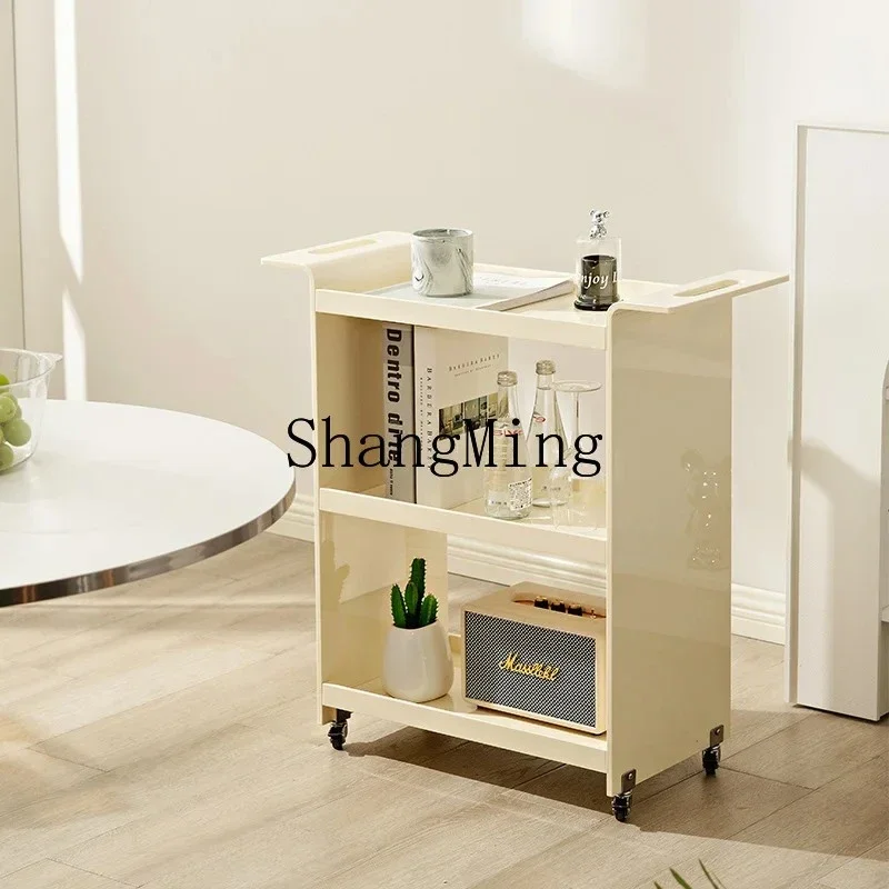FG premium medieval rectangular coffee table small apartment cream wound movable double shelf plastic side table trolley