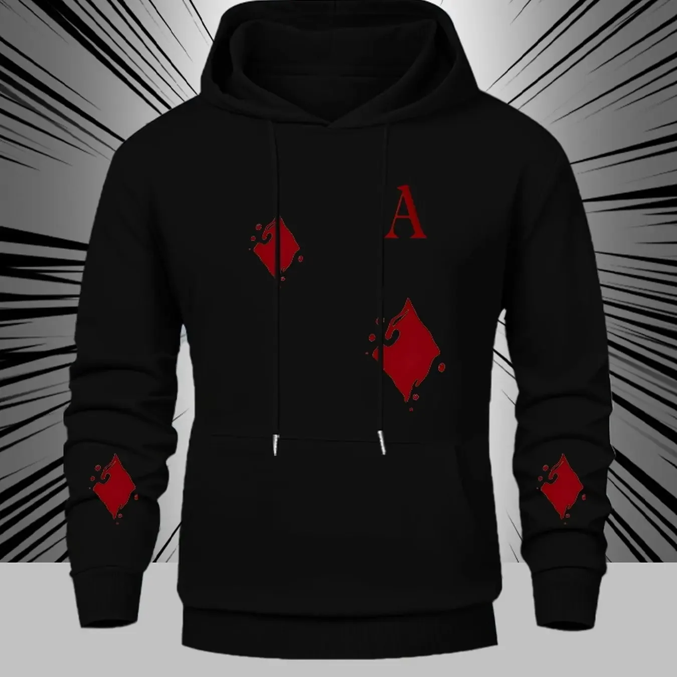 Irregular Rhombus A Multi-Print Spring-Autumn Men'S Casual Multi-Purpose Hoodie  Long Sleeves with Kangaroo Pocket Casual Sports