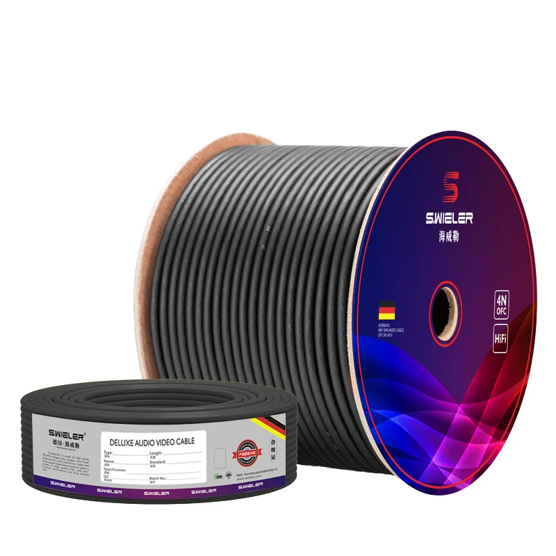 Hooqu-Cable de altavoz de alta fidelidad para guitarra DMX, cables de micrófono de colores de 100M, 22AWG, OFC, cobre, 2 núcleos, trenzado, doble blindado, Hifi Flexible