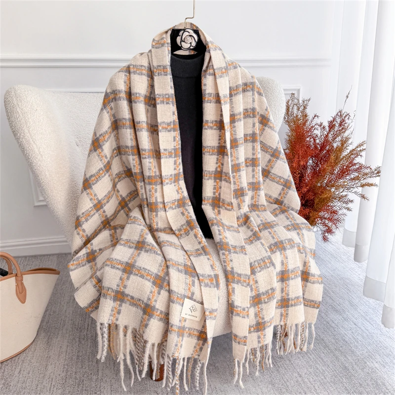 

2025 Warm Cashmere Poncho Shawl Scarf Luxury Print Thick Pashmina Winter Blanket Wraps Bufanda Casual Hijab Stoles Echarpe