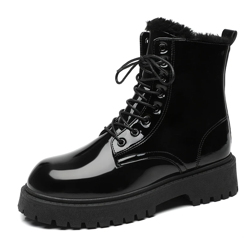 

Мужские мотоциклетные ботинки Оксфорды на платформе без шнуровки с толстой подошвой для мужской обуви дерби Повседневные лоферы Мужские деловые модельные туфли с квадратным носком