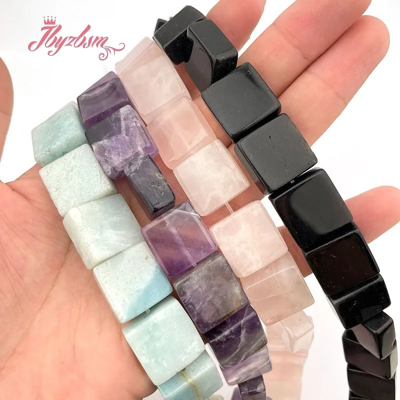 Natural Amazonite Amethyst Quartz Agates Beads Square DIY Stone Loose Strand 15 Inch For Bracelet Necklace Jewelry Making