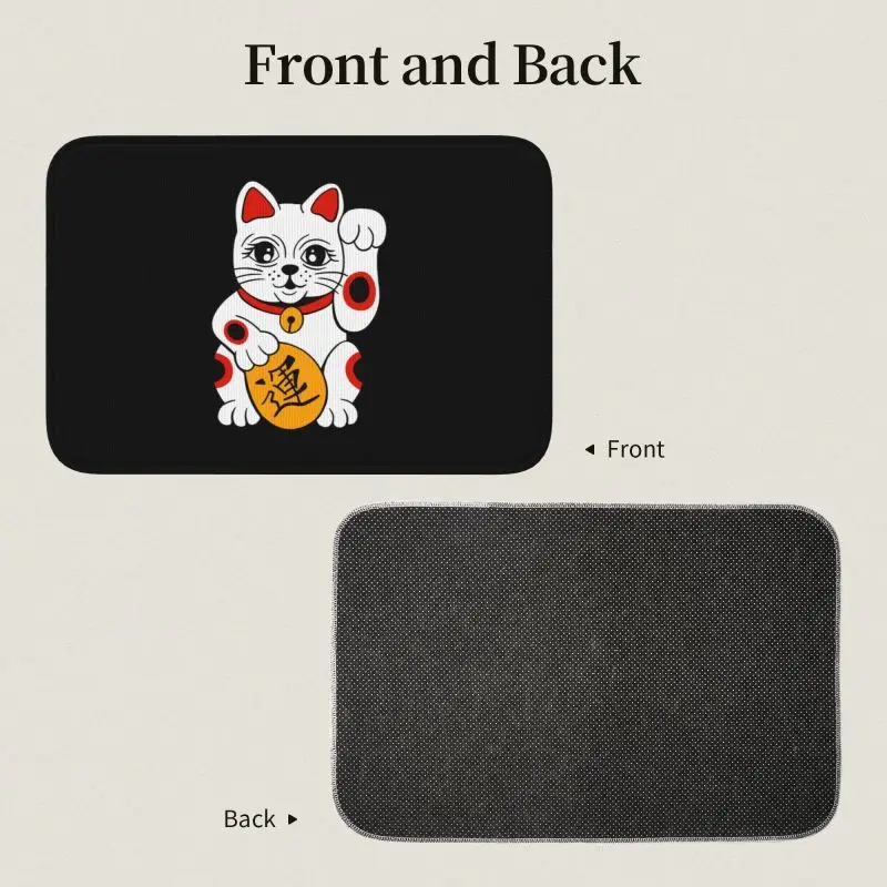 Custom  Japanese Maneki Neko Waving Lucky Cat Door Floor Kitchen Bath Mats Anti-Slip Indoor Doormat Toilet Rug Carpet Footpad