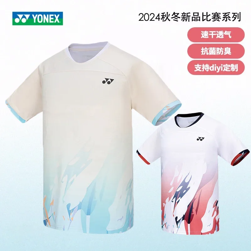 

YONEX New Badminton Tennis Wear Sports T-shirts Short-sleeved Comfortable Breathable Sweat-absorbent Quick-drying Tops