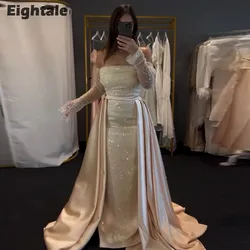 Eightale Luxury Evening Dresses Robes De Soirée Sequined Customized Mermaid Prom Gown Wedding Party with Detachable Skirt