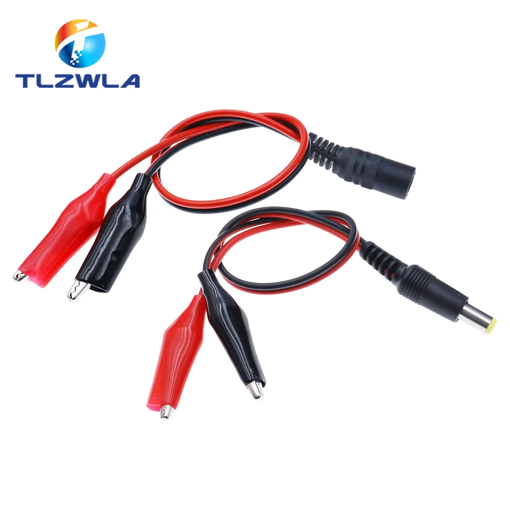 5.5X2.1 مللي متر التمساح كليب تيار مستمر الطاقة ذكر أنثى اختبار كابل رصاص سلك التمساح موصل إلى ذكر 25 سنتيمتر 5.5*2.5 مللي متر ﻿