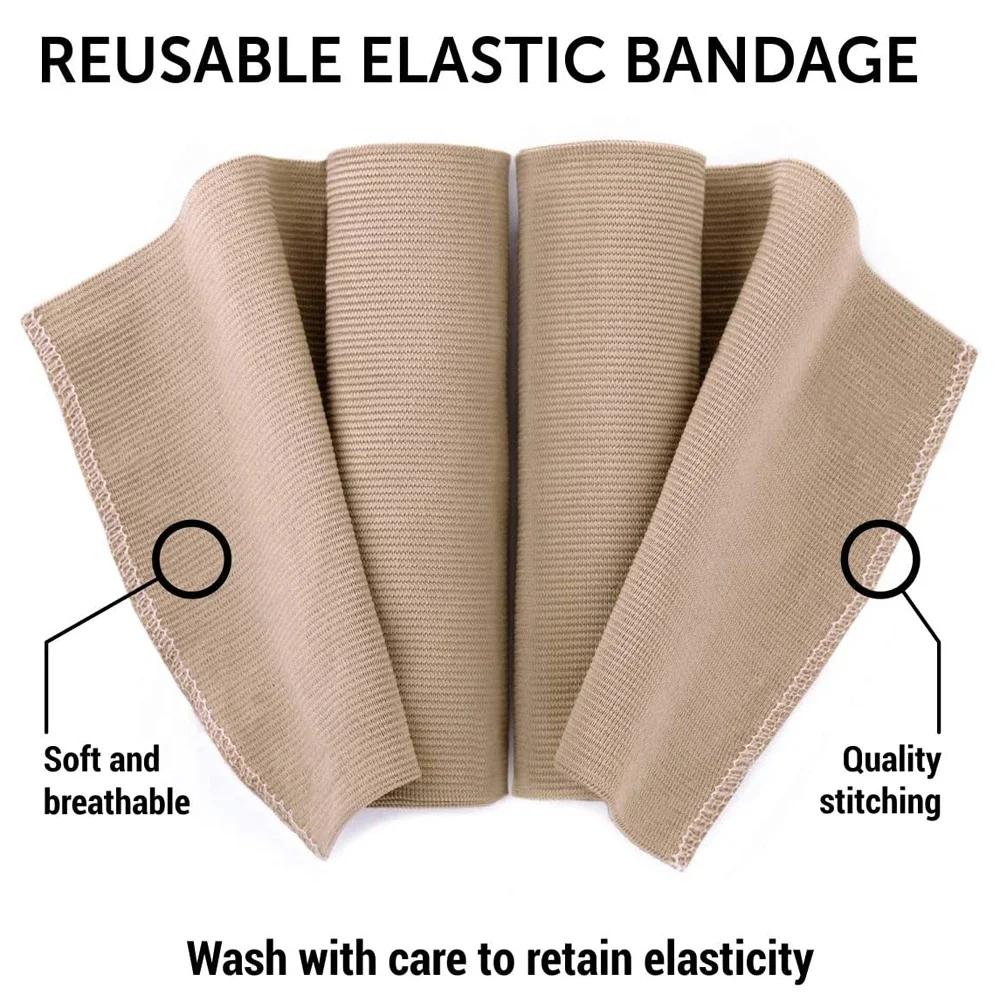 1 Rolle Premium-Elastikbandage, latexfreie Kompressionsbandage aus Baumwolle mit Selbstverschluss, Unterstützung und Erste Hilfe für den Sport – Detail 9
